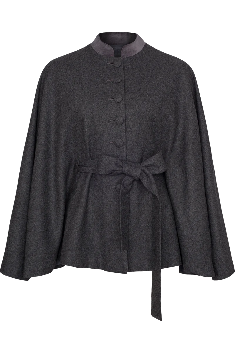Damen Trachtencape mit Wolle - anthrazit