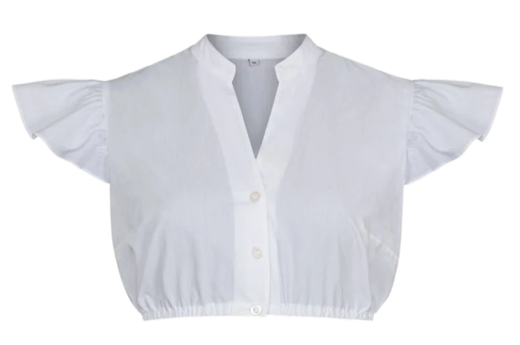 Dirndlbluse Alpenfee, Mira kurz, weiß, Flügelärmel