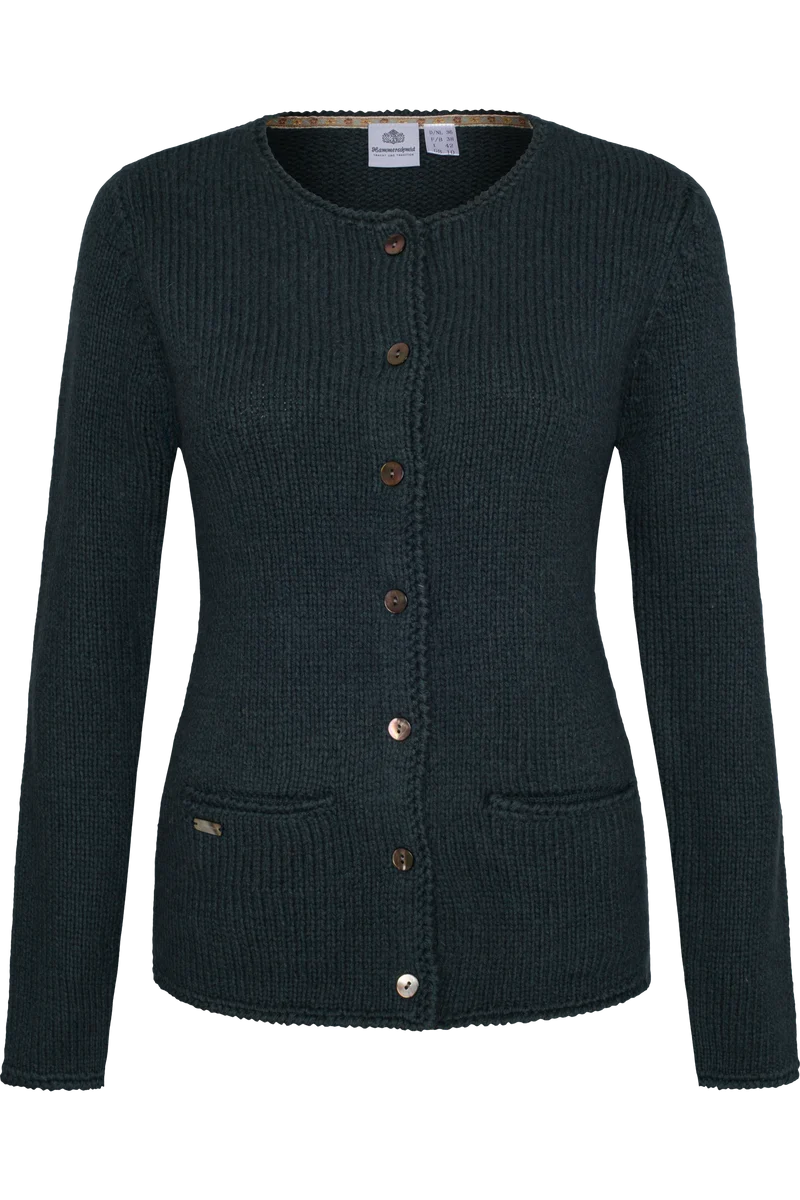 Damen Trachten-Strickjacke mit Perlmuttknöpfen - blau