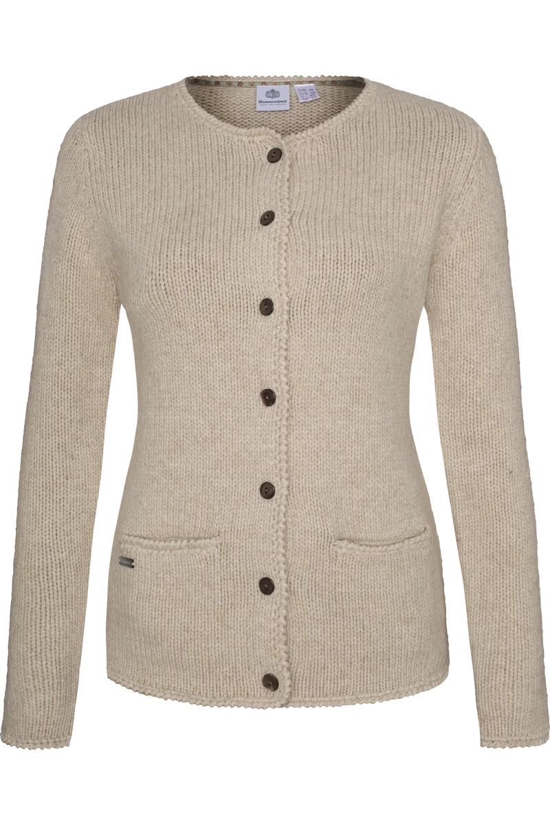 Damen Trachten-Strickjacke mit Perlmuttknöpfen - beige