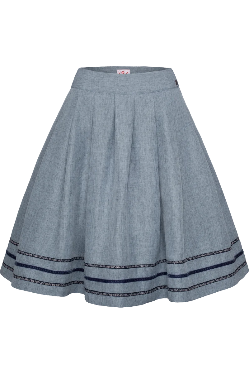 Trachtenrock kurz mit Zierbändern - blau