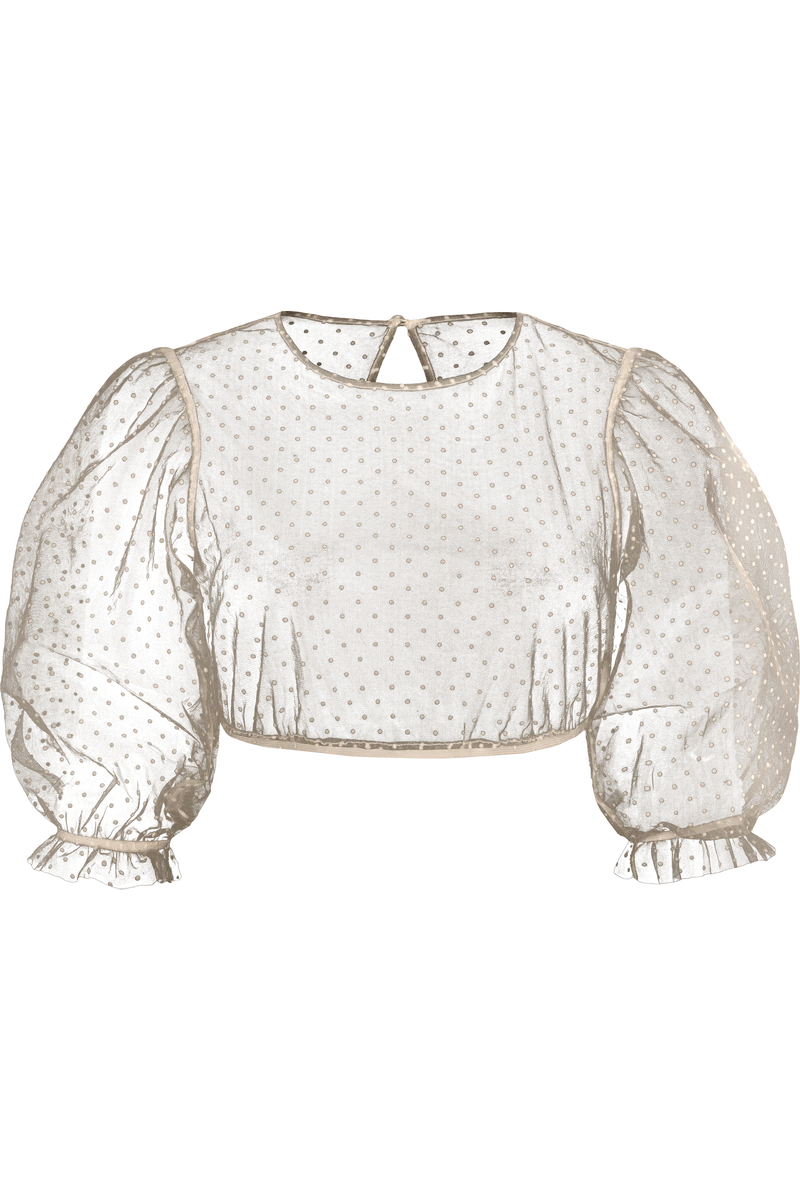 Dirndlbluse transparent mit Pünktchendesign - beige