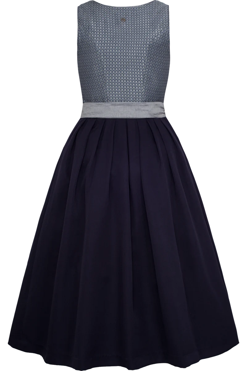 Langes Dirndl mit Herz-und Blumenjacquardmuster - blau
