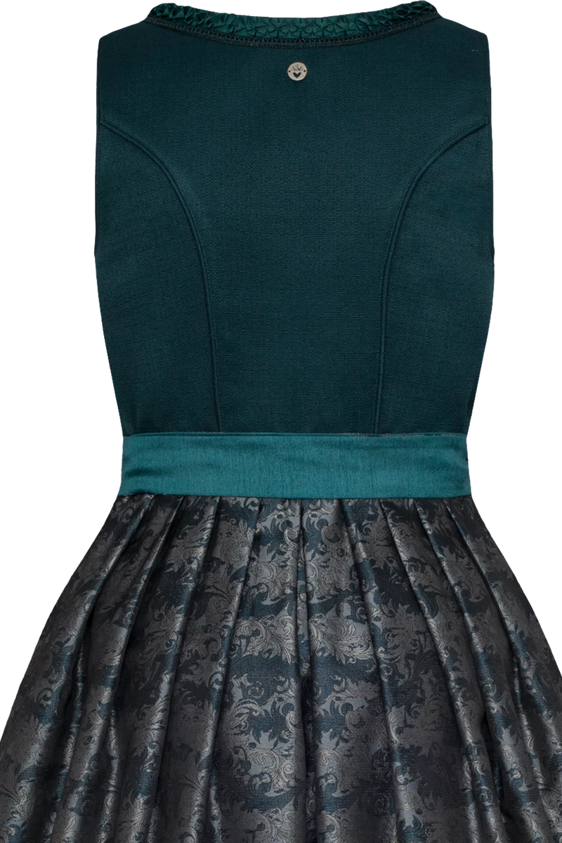Langes Dirndl mit Froschgoscherl-Bordüre - petrol