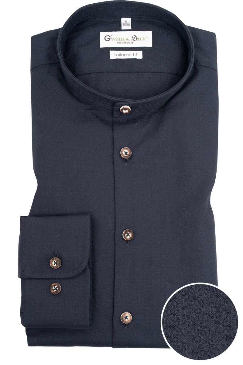Herren Trachtenhemd mit Webmuster Tailored Fit - schwarz