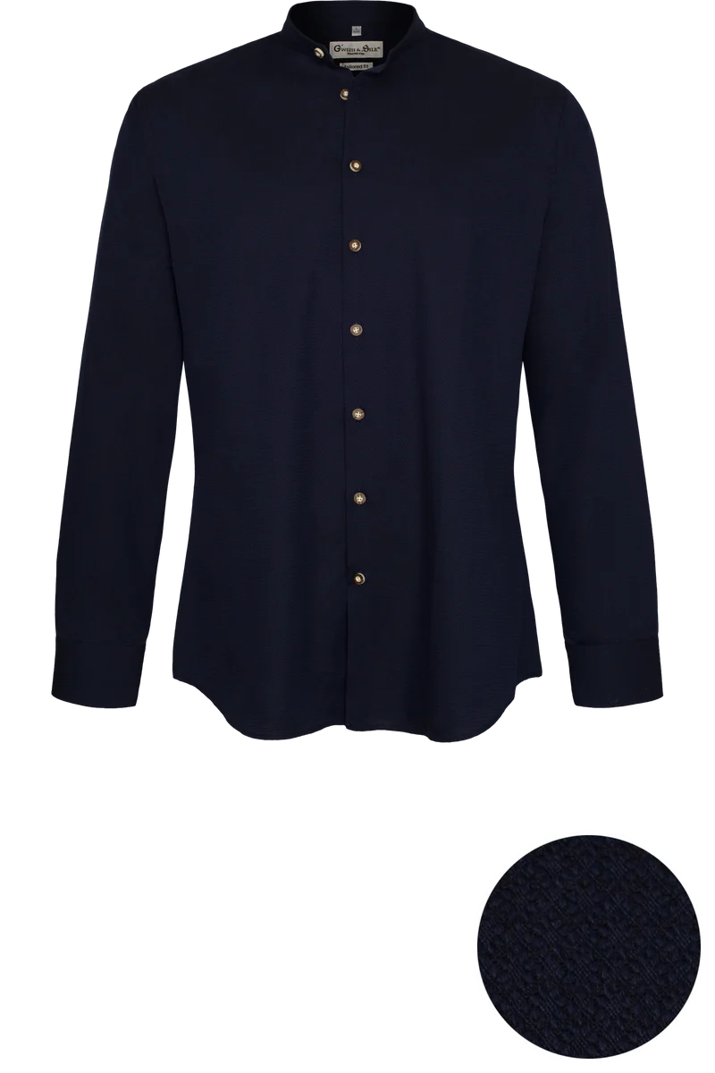 Herren Trachtenhemd Stehkragen tailored - navy
