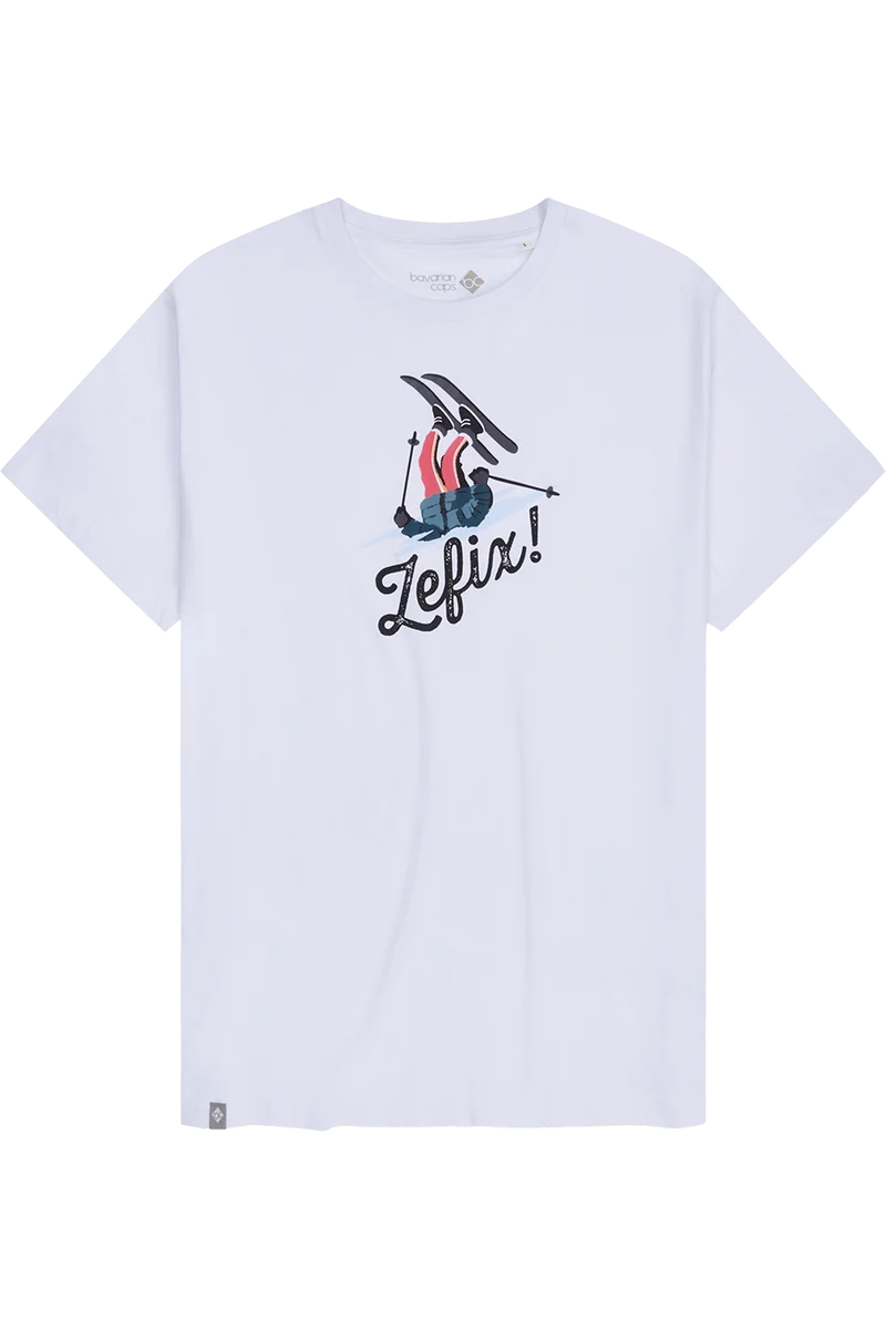 Herren T-Shirt Skifahrer 'Zefix' - weiß