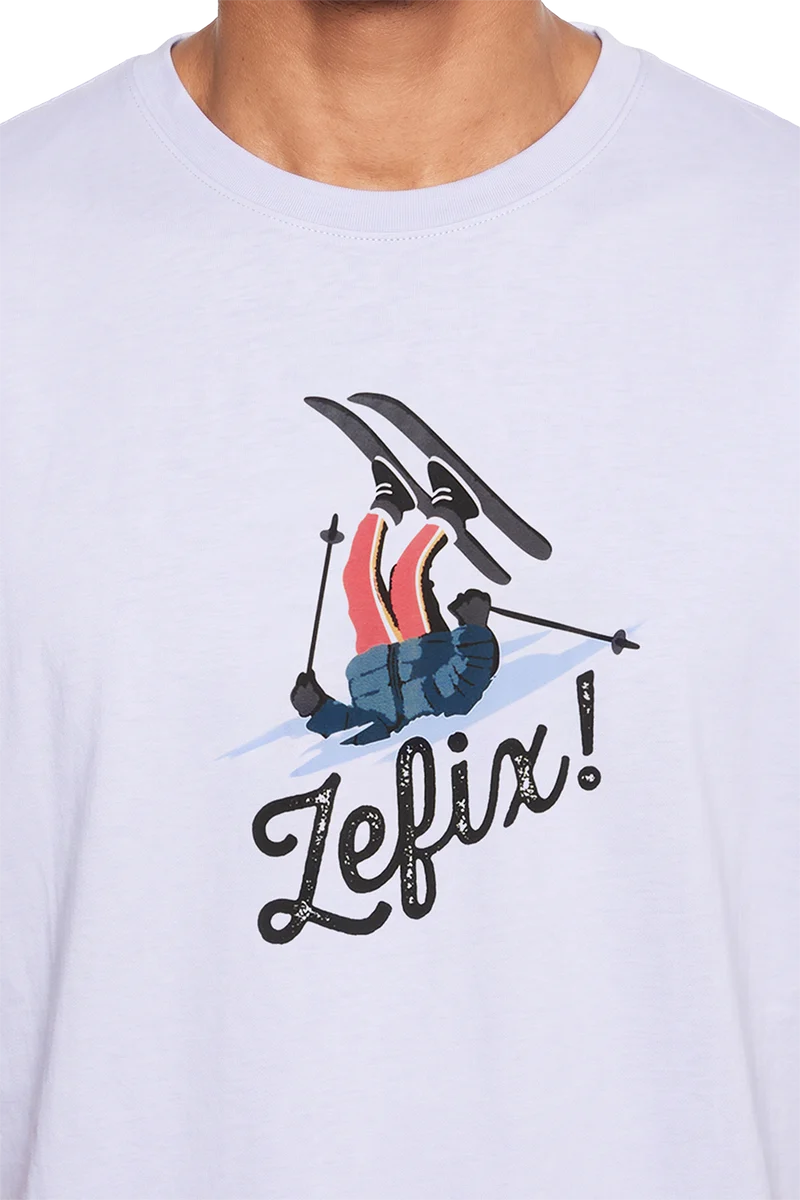 Herren T-Shirt Skifahrer 'Zefix' - weiß