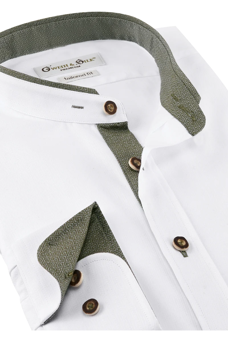 Herren Trachtenhemd mit Strukturmuster Tailored Fit - weiß grün