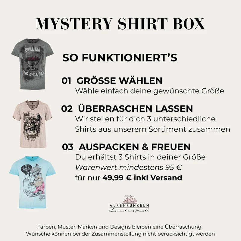 Mystery Box Set Herren Trachtenshirts - 3 Shirts in deiner Größe