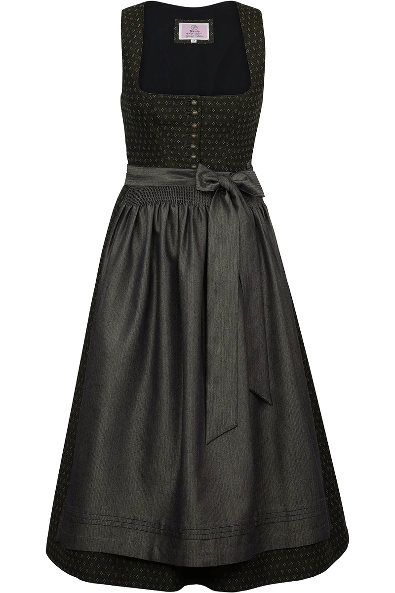 Midi-Dirndl gemustert mit Unterrock Ehrwald 75cm - tanne