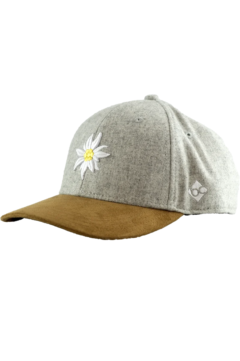 Unisex Flanell-Cap mit 3D-Edelweiß-Stickerei - hellgrau