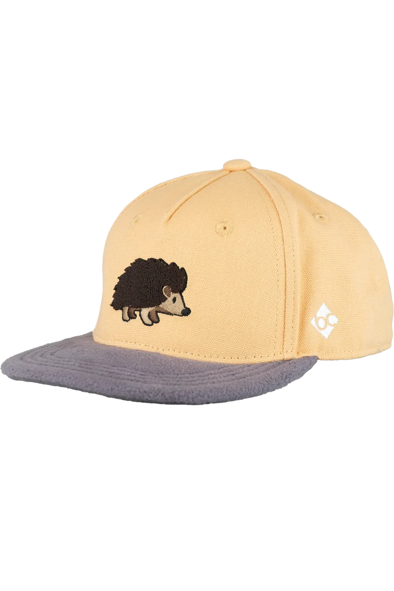 Kinder Cap mit Igel-Applikation und flauschigem Schirm - pfirsich