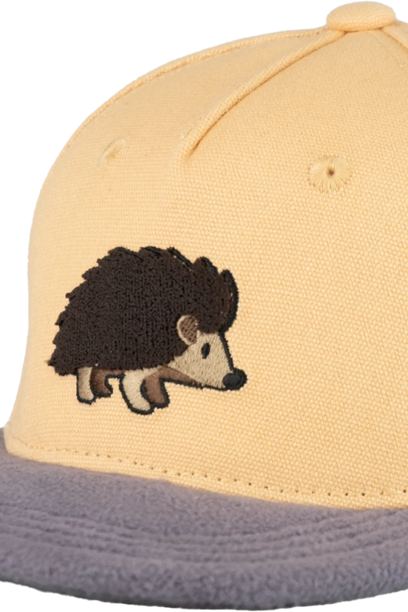 Kinder Cap mit Igel-Applikation und flauschigem Schirm - pfirsich