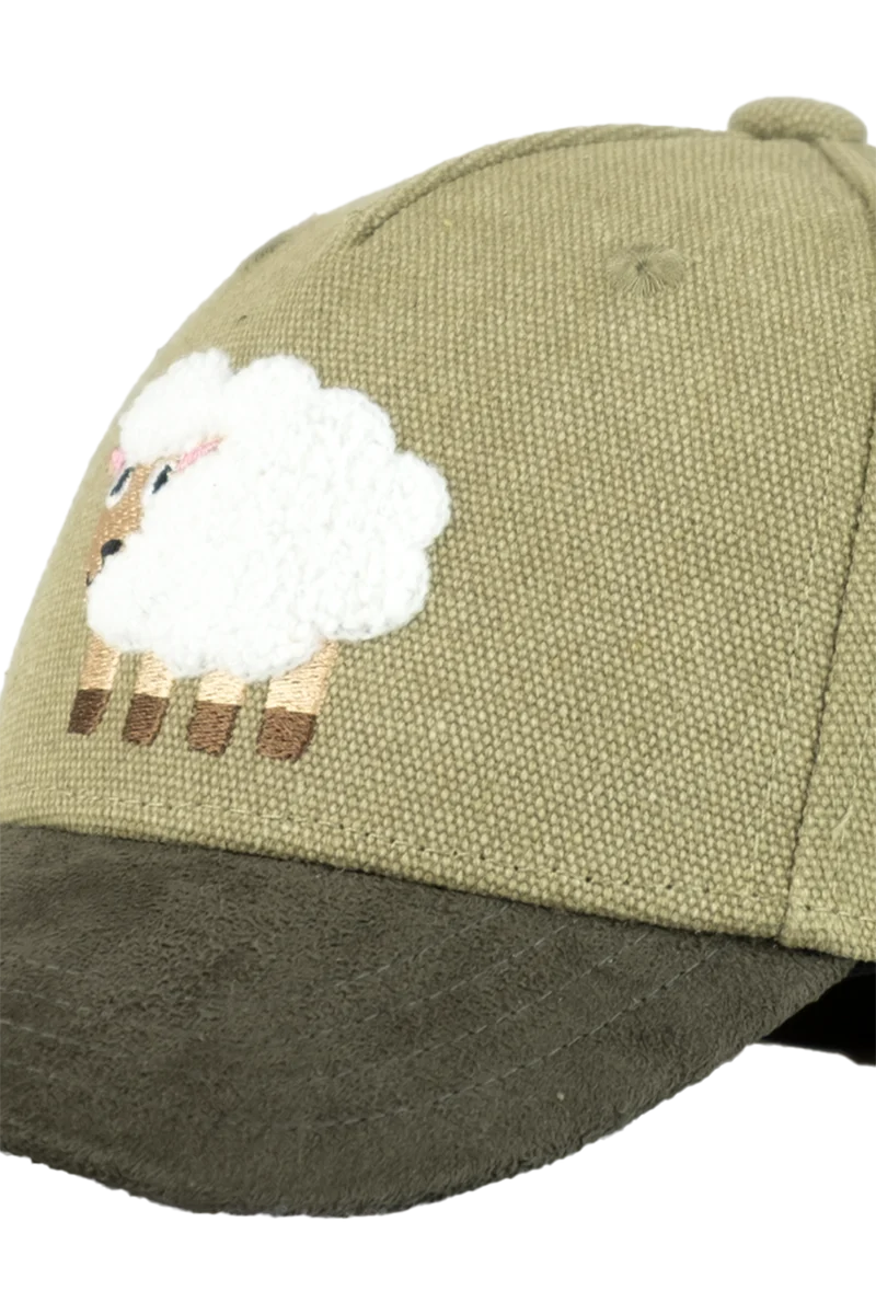 Kinder Snapback-Cap mit flauschigem Schaf - khaki