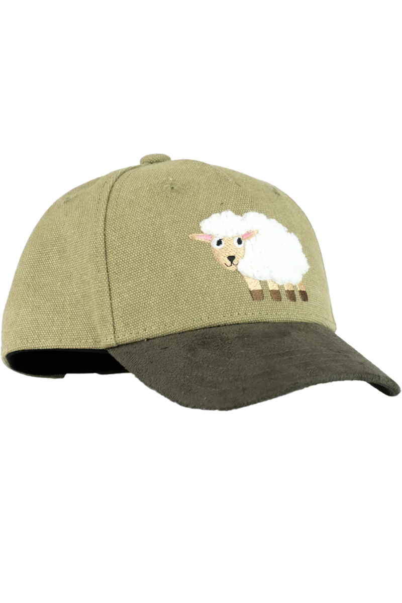Kinder Snapback-Cap mit flauschigem Schaf - khaki