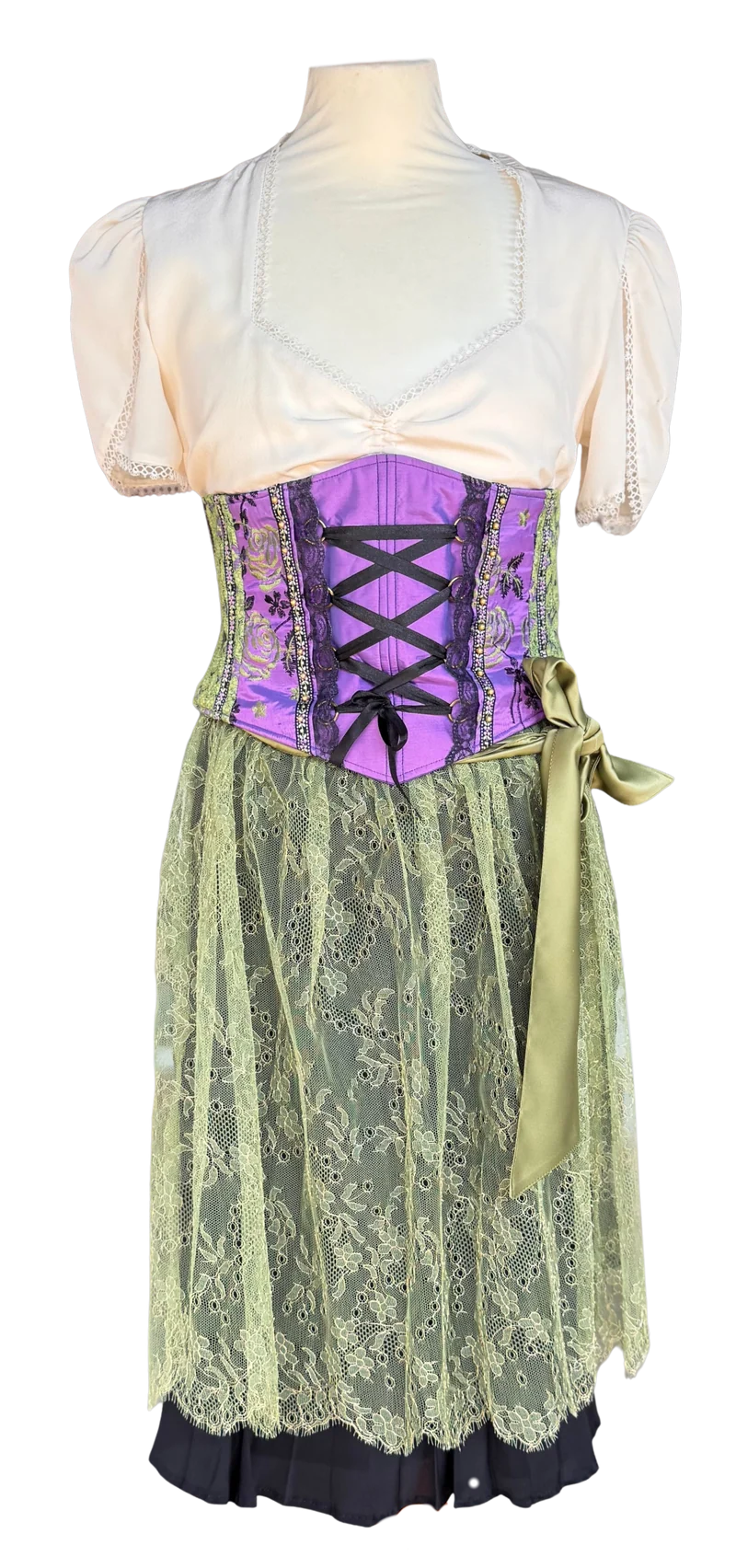 Tian von Tastique Dirndl, 4-Teiler Mieder, Rock, Schürze, Gr. 36 Unikat