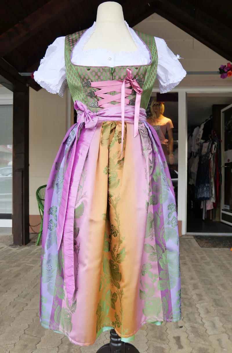 Dirndl Melega, Pam, Grün, lila, rosa Midi, Gr. 38/40