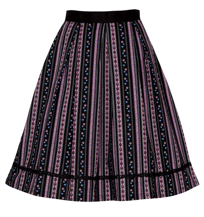Trachten Rock Midi, Davina, schwarz, Hangowear 60 cm