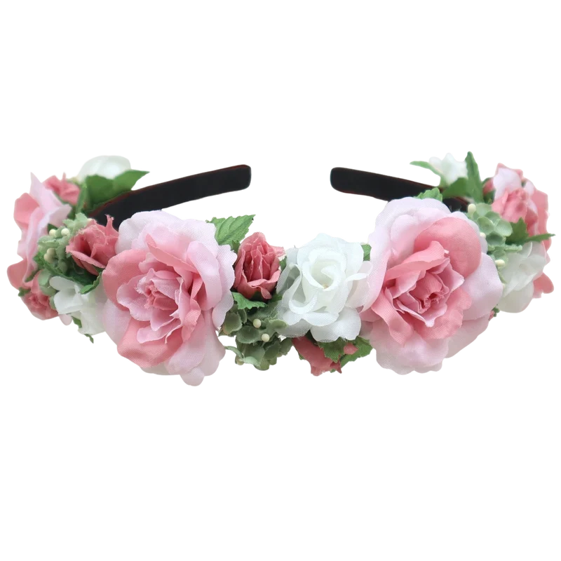 Blüten Haarreifen zum Dirndl, rosa, pink, grün, Braut