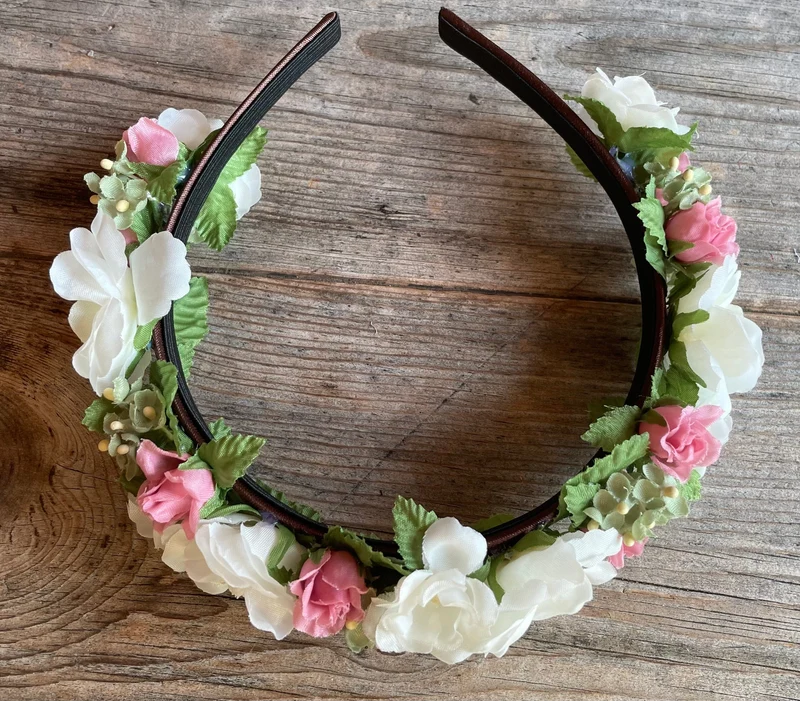 Blüten Haarreifen zum Dirndl, rosa, weiß, Braut