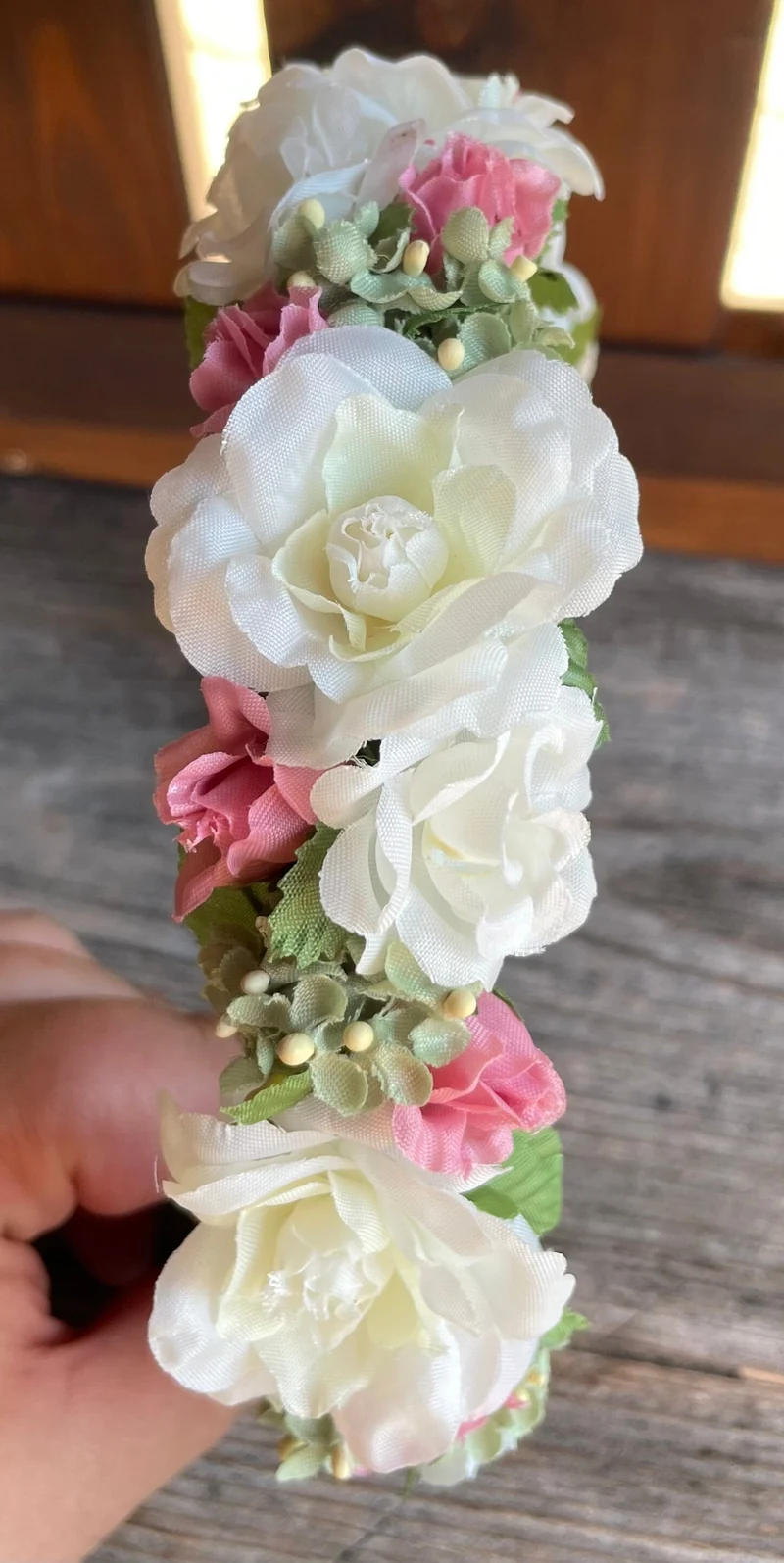 Blüten Haarreifen zum Dirndl, rosa, weiß, Braut