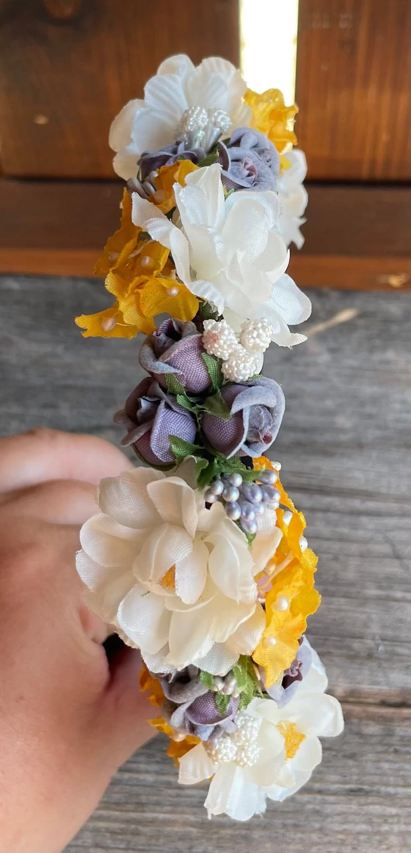 Blüten Haarreifen zum Dirndl, gelb, grau, gold