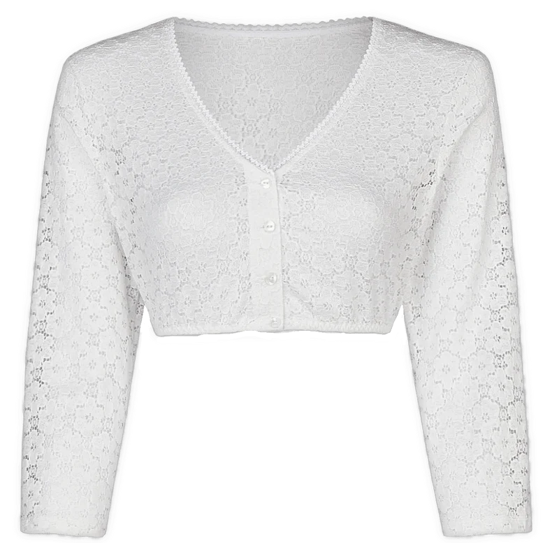 Dirndlbluse Nina von C., Sabine, weiß, 3/4 Arm, V-Ausschnitt