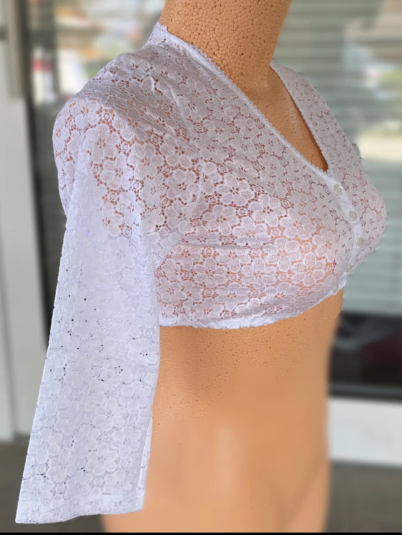 Dirndlbluse Nina von C., Sabine, weiß, 3/4 Arm, V-Ausschnitt