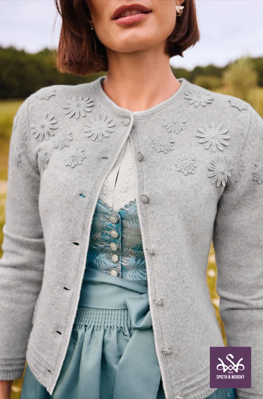 Trachten Jacke, Spieth & Wensky, Hohenthann, grau, Strickjacke