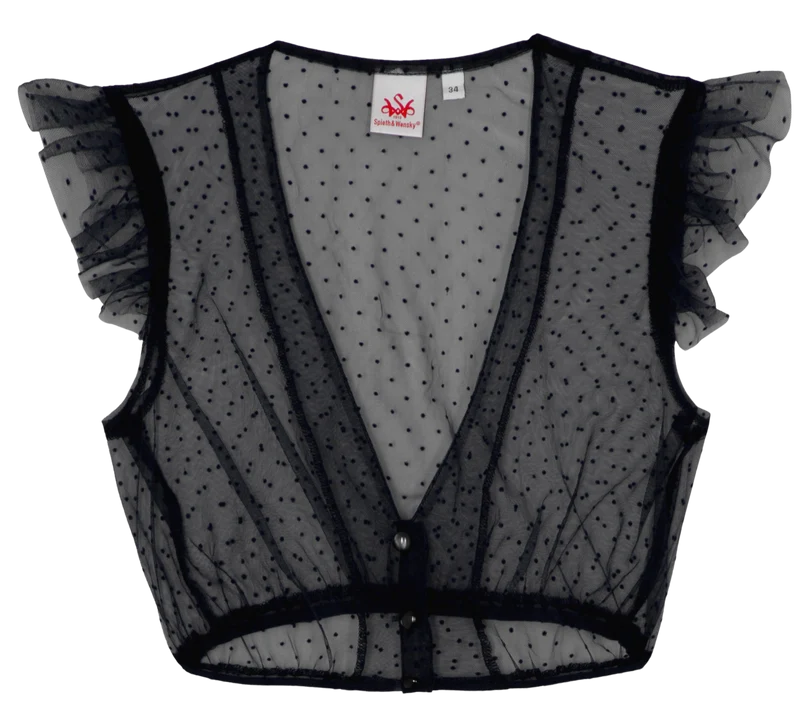 Dirndlbluse, Spieth & Wensky, Genta, Flügelärmel, schwarz