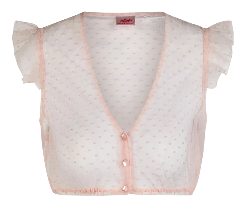 Dirndlbluse, Spieth & Wensky, Genta, Flügelärmel, rosa
