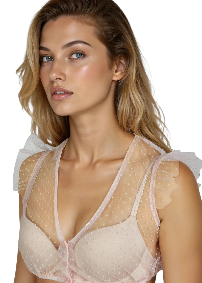 Dirndlbluse, Spieth & Wensky, Genta, Flügelärmel, rosa