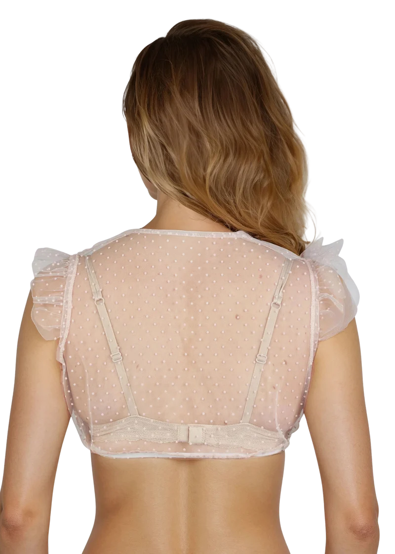 Dirndlbluse, Spieth & Wensky, Genta, Flügelärmel, rosa