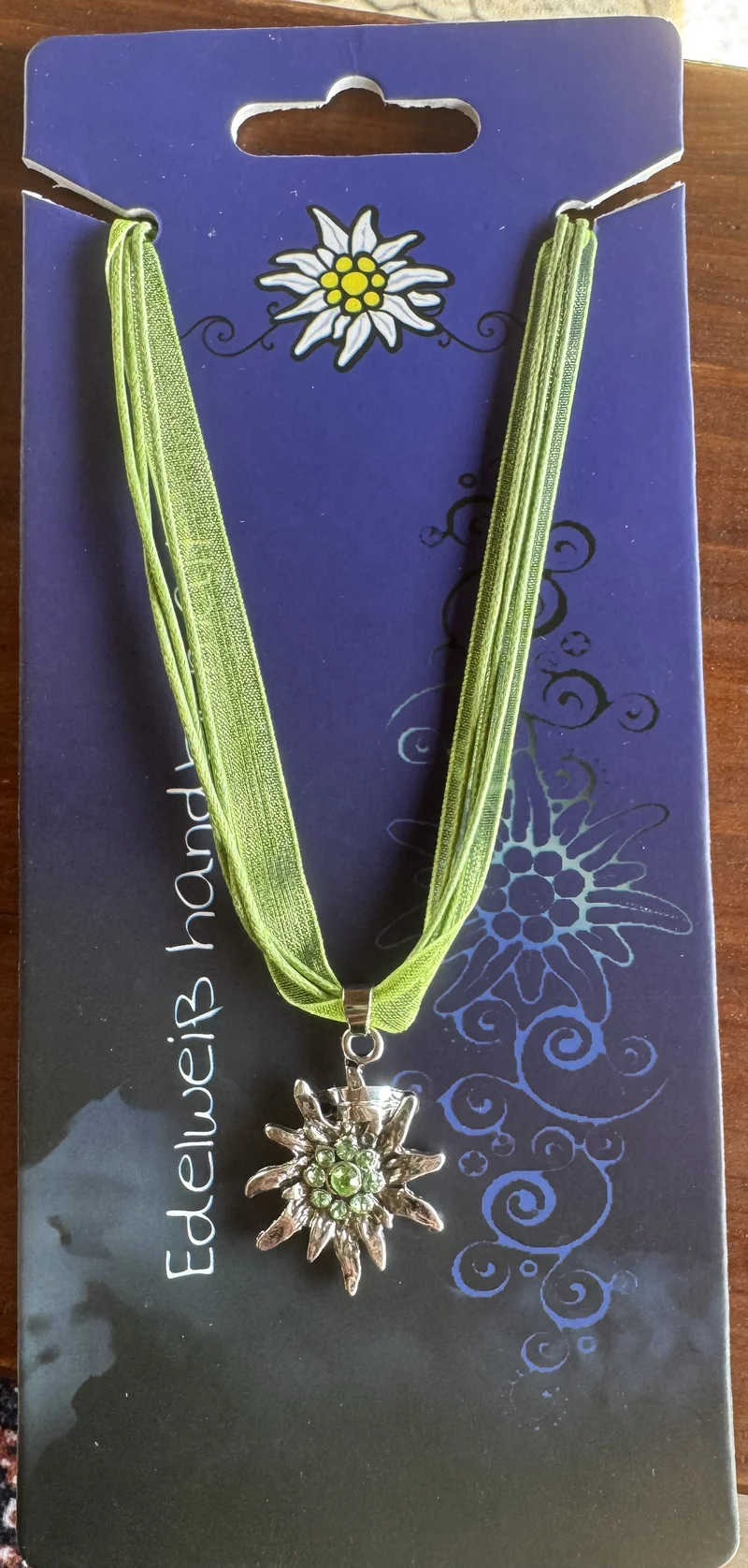 Trachten Kette mit großem Edelweiß, Alpencollier, verschiedene Farben