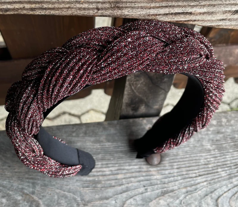 Dirndl Haarreifen Samt, bordeaux, schwarz, glitzer, rosé