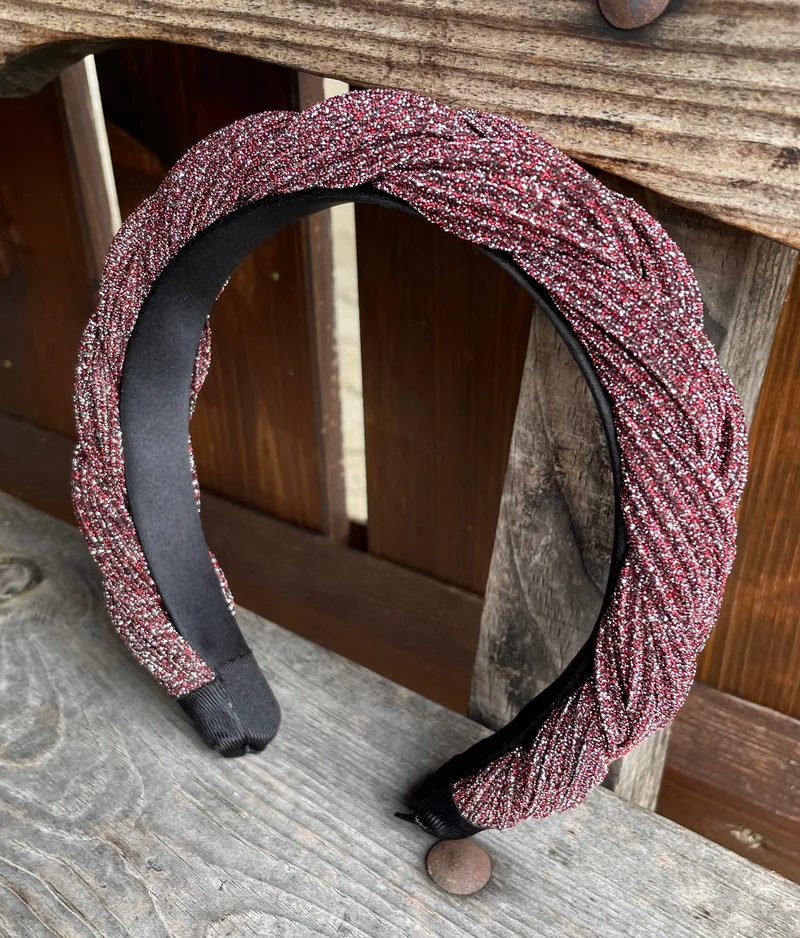 Dirndl Haarreifen Samt, bordeaux, schwarz, glitzer, rosé