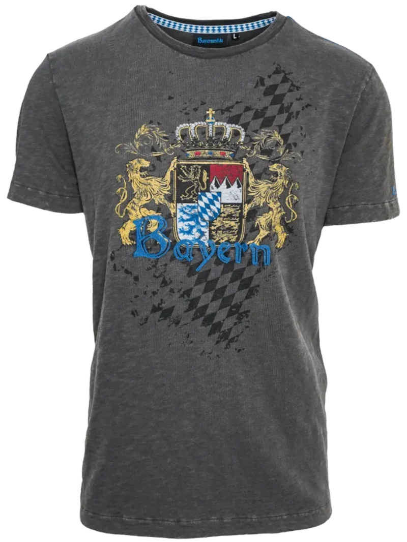 Herrenshirt, Trachten Shirt, Bayern, Wappen, grau