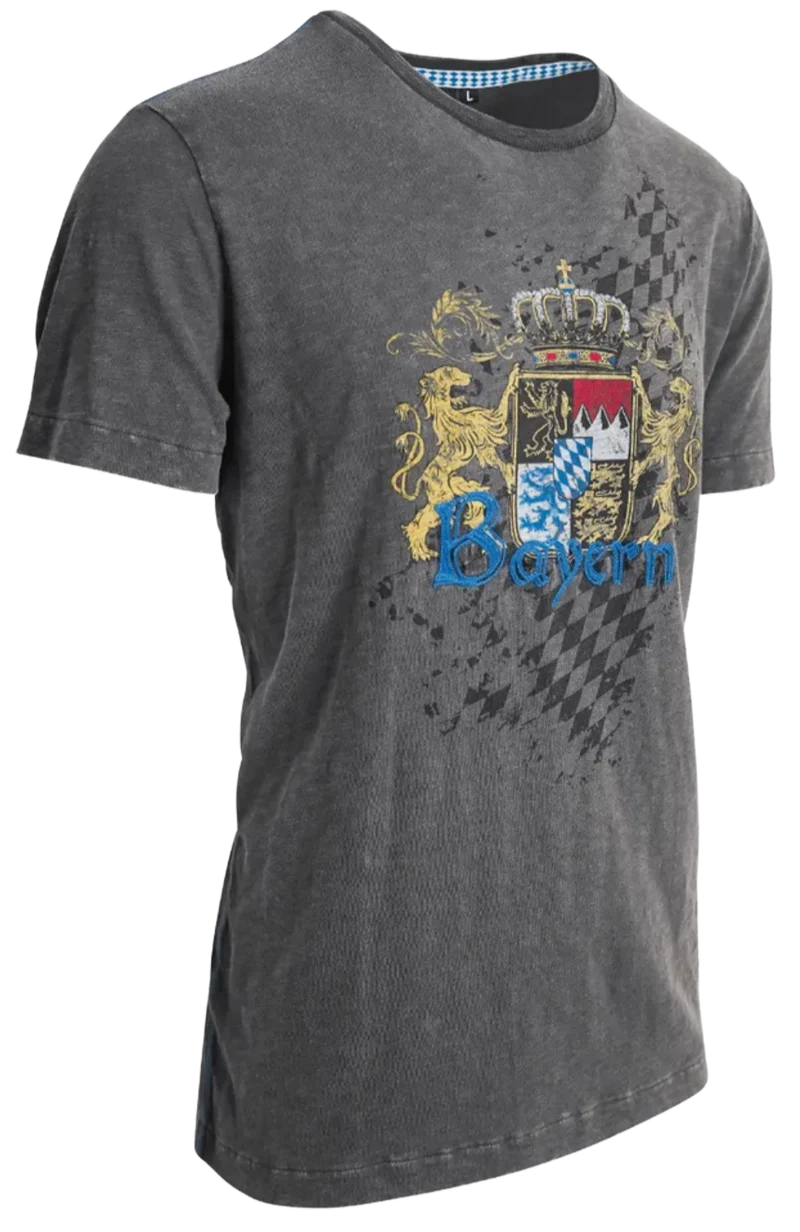 Herrenshirt, Trachten Shirt, Bayern, Wappen, grau