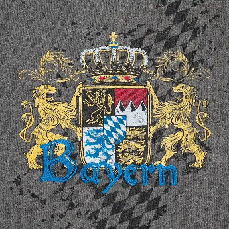 Herrenshirt, Trachten Shirt, Bayern, Wappen, grau
