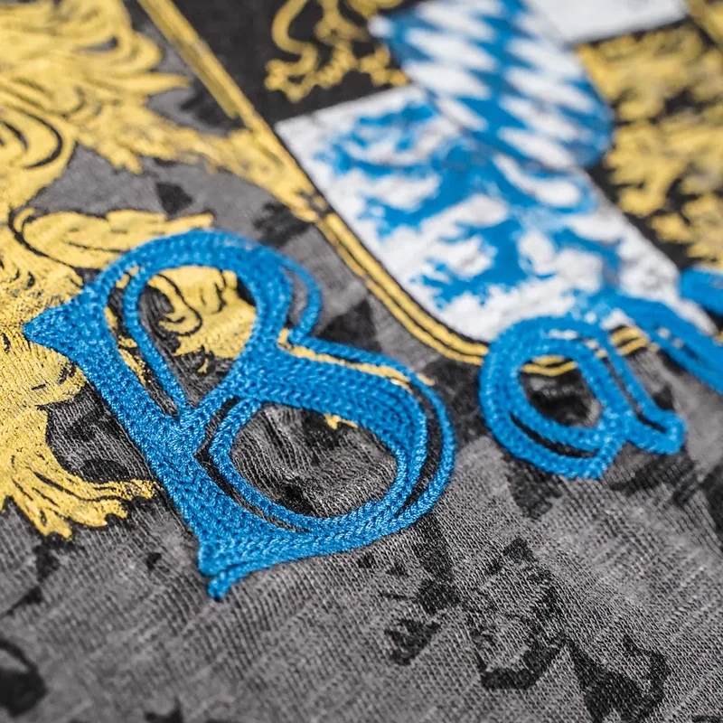 Herrenshirt, Trachten Shirt, Bayern, Wappen, grau