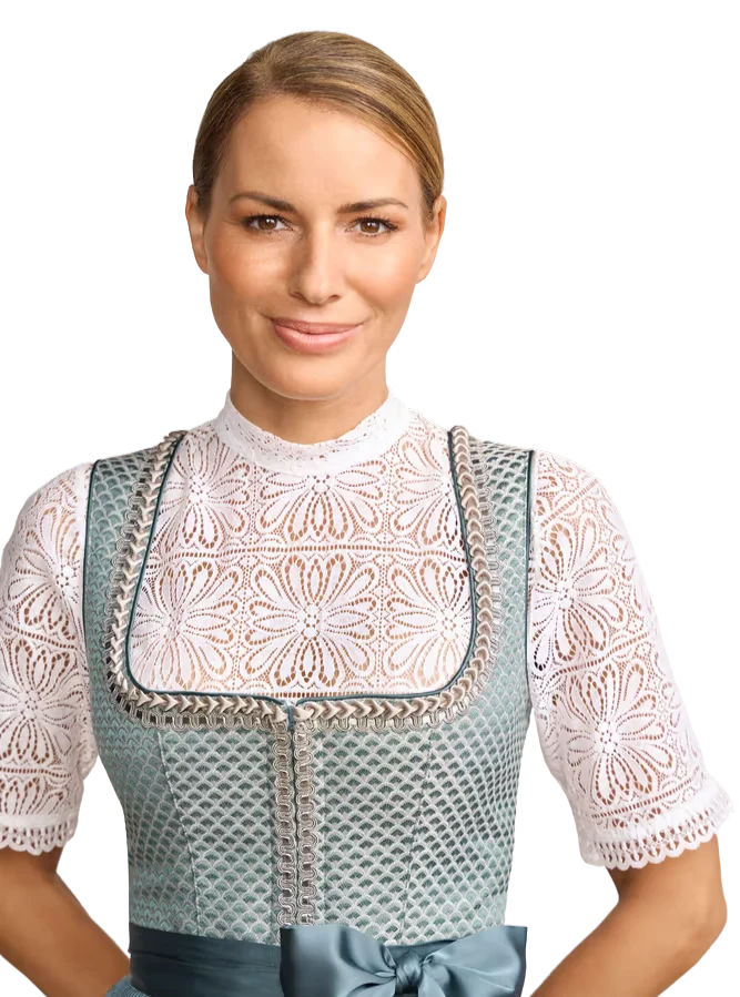 Dirndlbluse Krüger Collections, Larene, ecru, hochgeschlossen