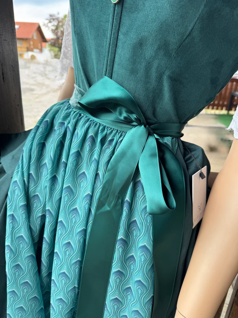 Dirndl Alpenfee, Rona, Petrol, Corddirndl, Midi 70 cm