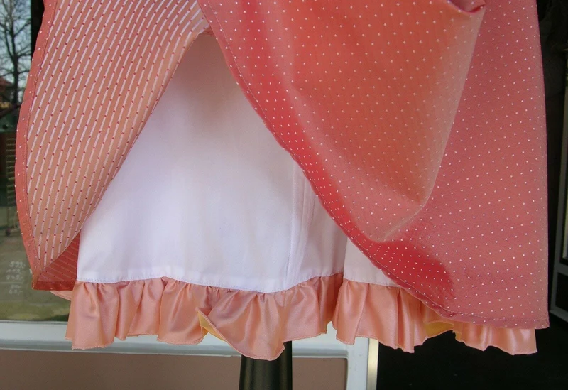 Dirndl Trentini, Lachs, Spitze, Midi 70 cm, Brautdirndl, Gr. 38
