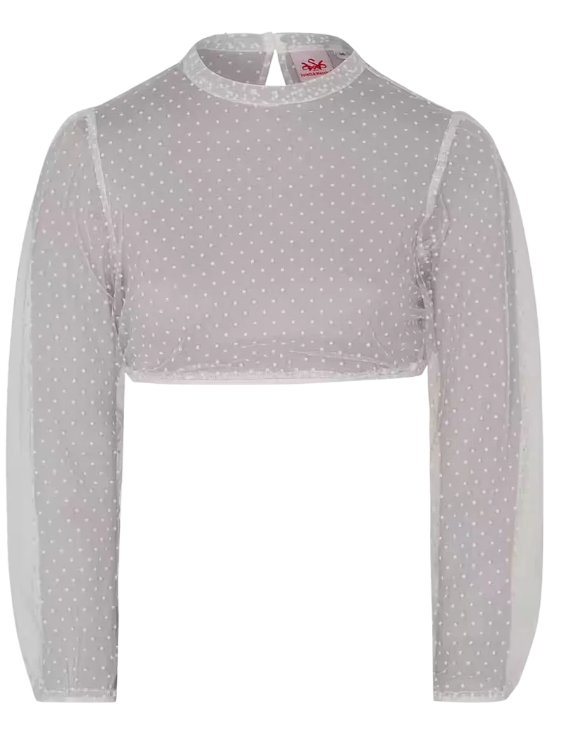 Dirndlbluse, Spieth & Wensky, Eduarda, transparent, weiß, langarm