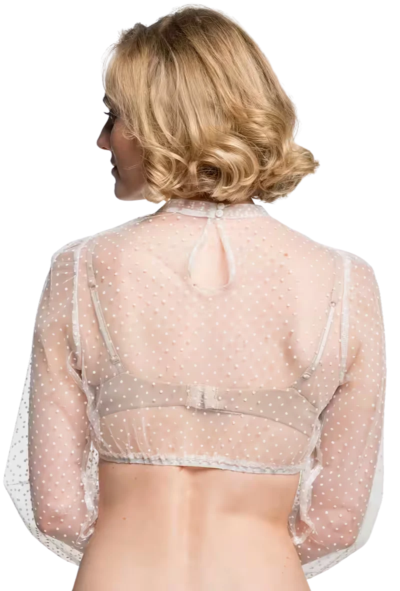Dirndlbluse, Spieth & Wensky, Eduarda, transparent, weiß, langarm