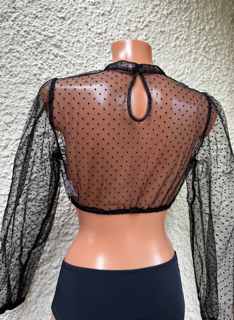 Dirndlbluse, Spieth & Wensky, Eduarda, transparent, schwarz, langarm