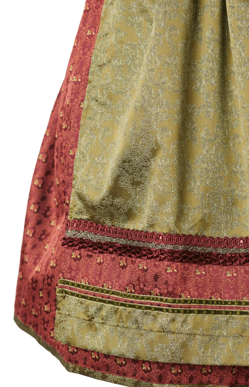 Dirndl Krüger Madl, Helmina, Midi 60 cm, Rost, Grün, Gr. 42