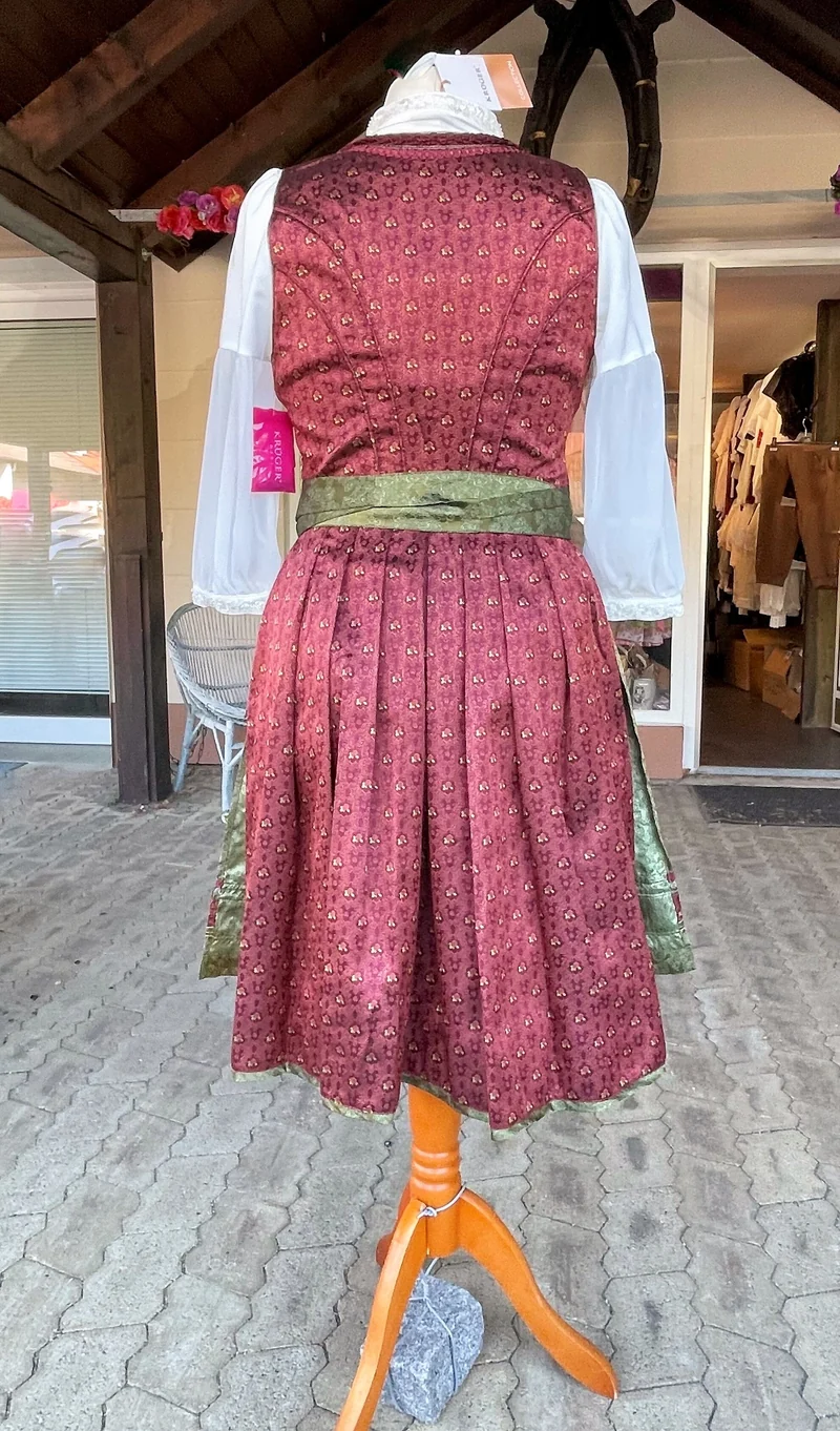Dirndl Krüger Madl, Helmina, Midi 60 cm, Rost, Grün, Gr. 42
