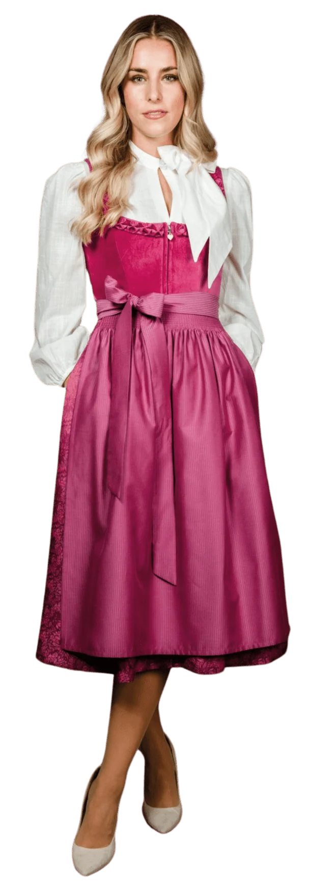 Dirndl Alpenfee, Zazu, Samt pink 75 cm, Große Größen